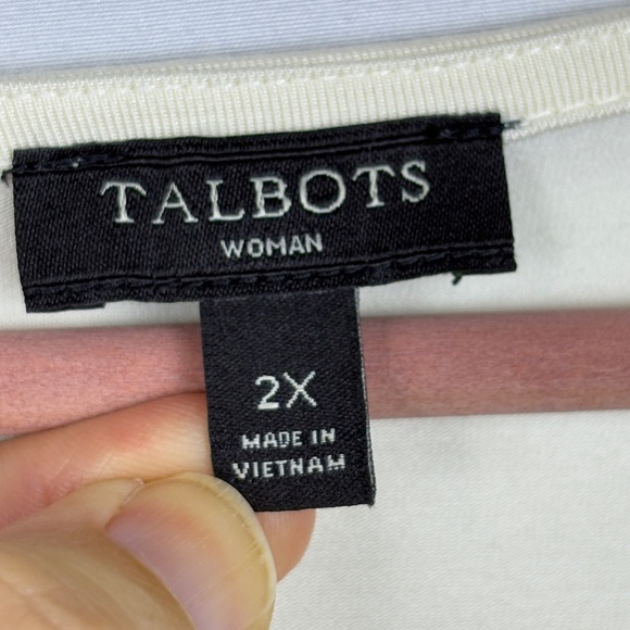 Talbots Long Sleeve Knit 2-Layer Top Blouse 2X Ruched Office Modest Minimalist - Picture 7 of 12